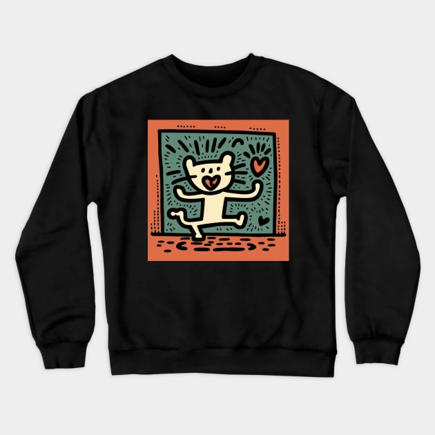 Funny Keith Haring, cat lover Crewneck Sweatshirt by Art ucef